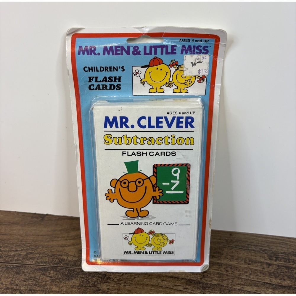Vintage Mr. Men & Little Miss Subtraction Flags Cards Learning Card Game Clever